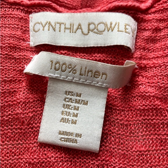 Cynthia Rowley 100% Linen Open Front Cardigan in Bright Orange Size M - Picture 5 of 9